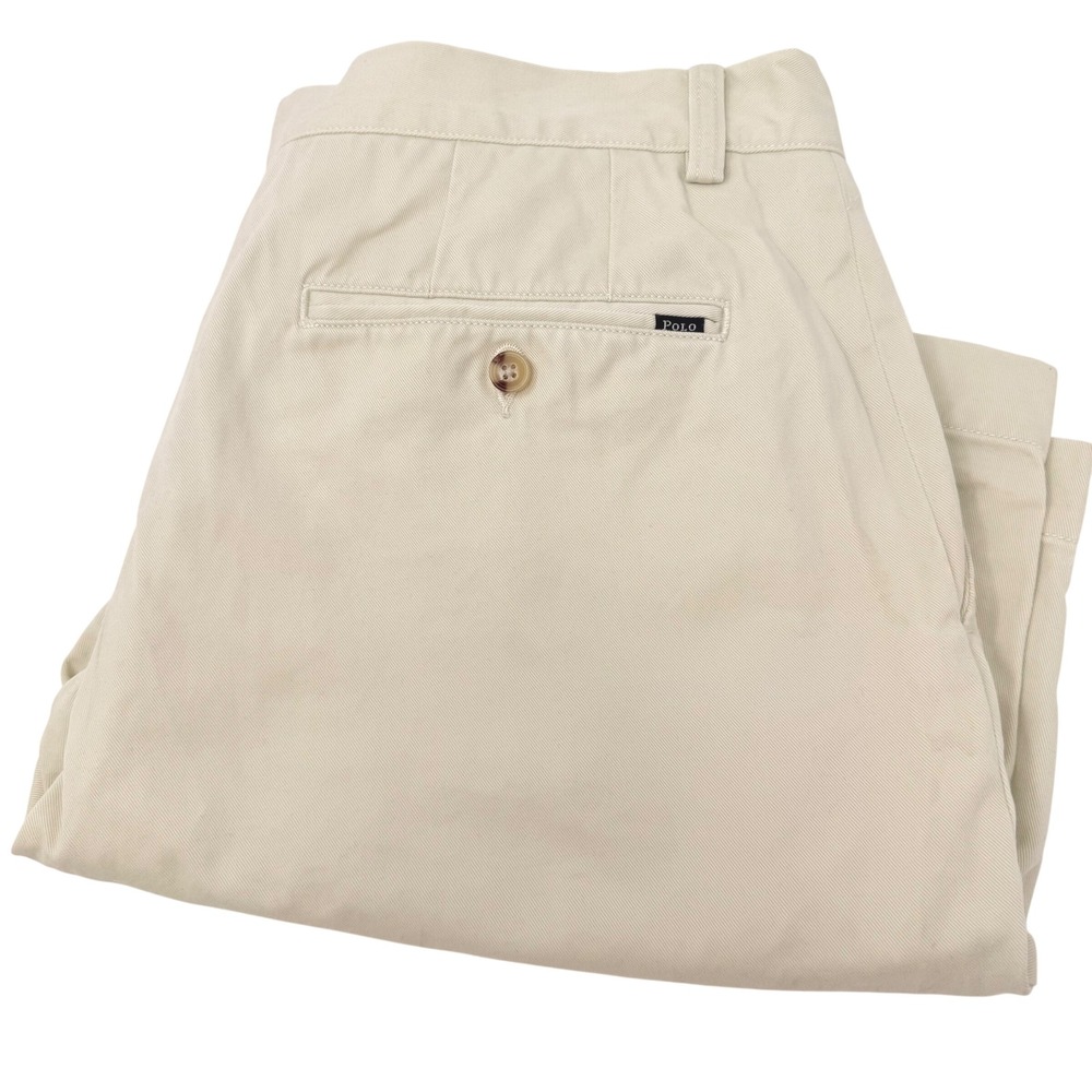 Polo Ralph Lauren Mens Size 34 Classic Fit 9 Inch Khaki Chino Shorts Tan‎ Cotton